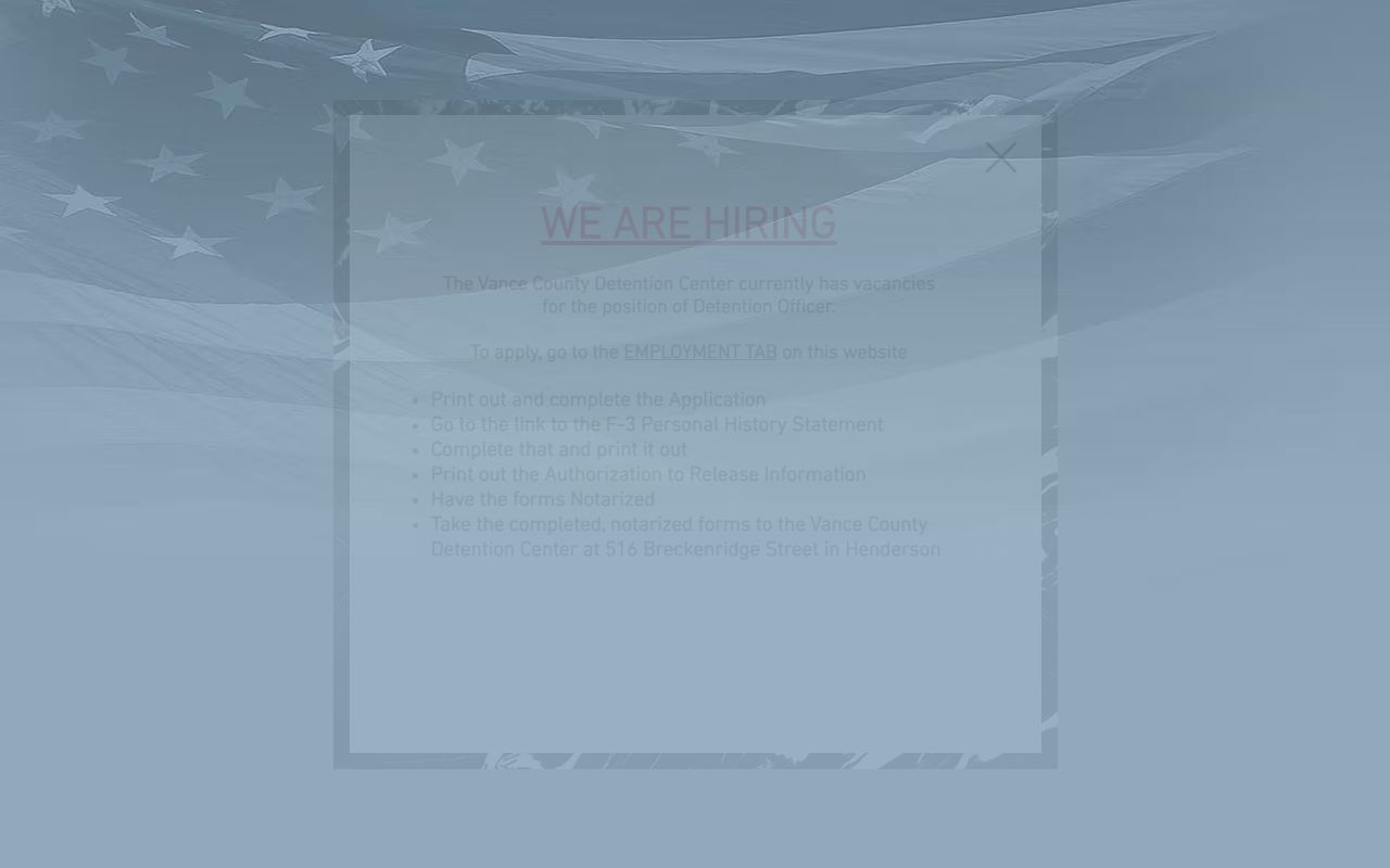 Vance County Sheriff services for inmate records and jail records